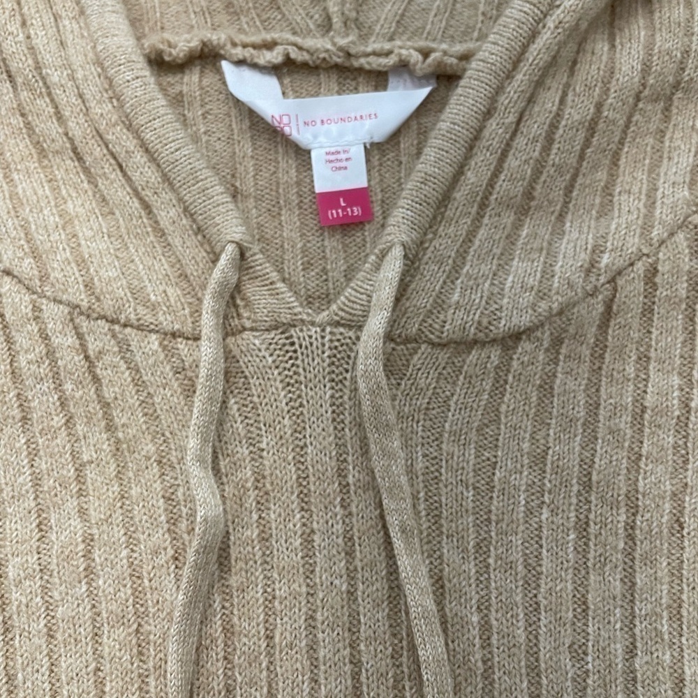 No Boundaries Juniors hoodie and joggers rebbed sweater . Size L(11-13) beige - Picture 3 of 4